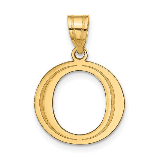 14K Yellow Gold Polished Etched Letter O Initial Pendant