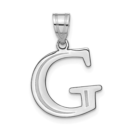 14K White Gold Polished Etched Letter G Initial Pendant