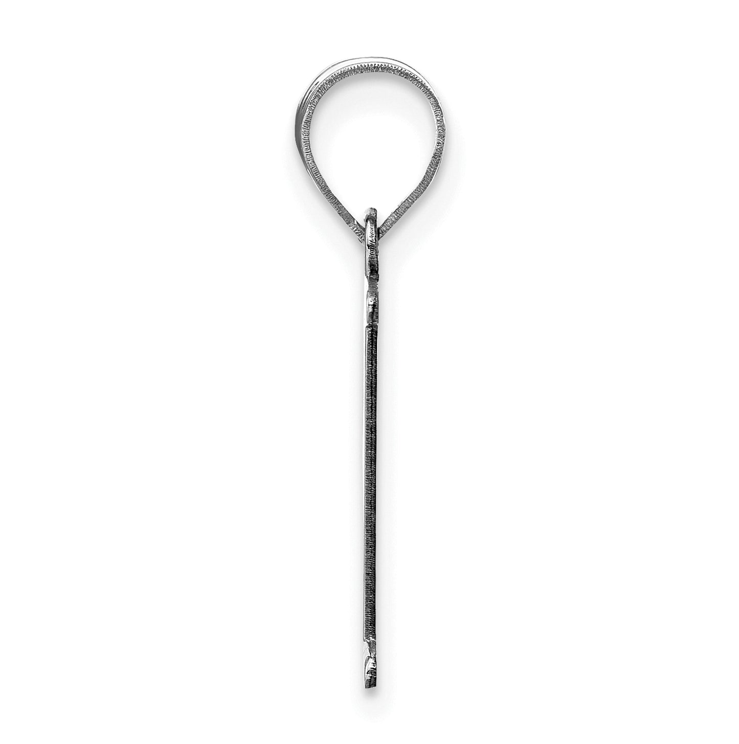 14K White Gold Polished Etched Letter P Initial Pendant