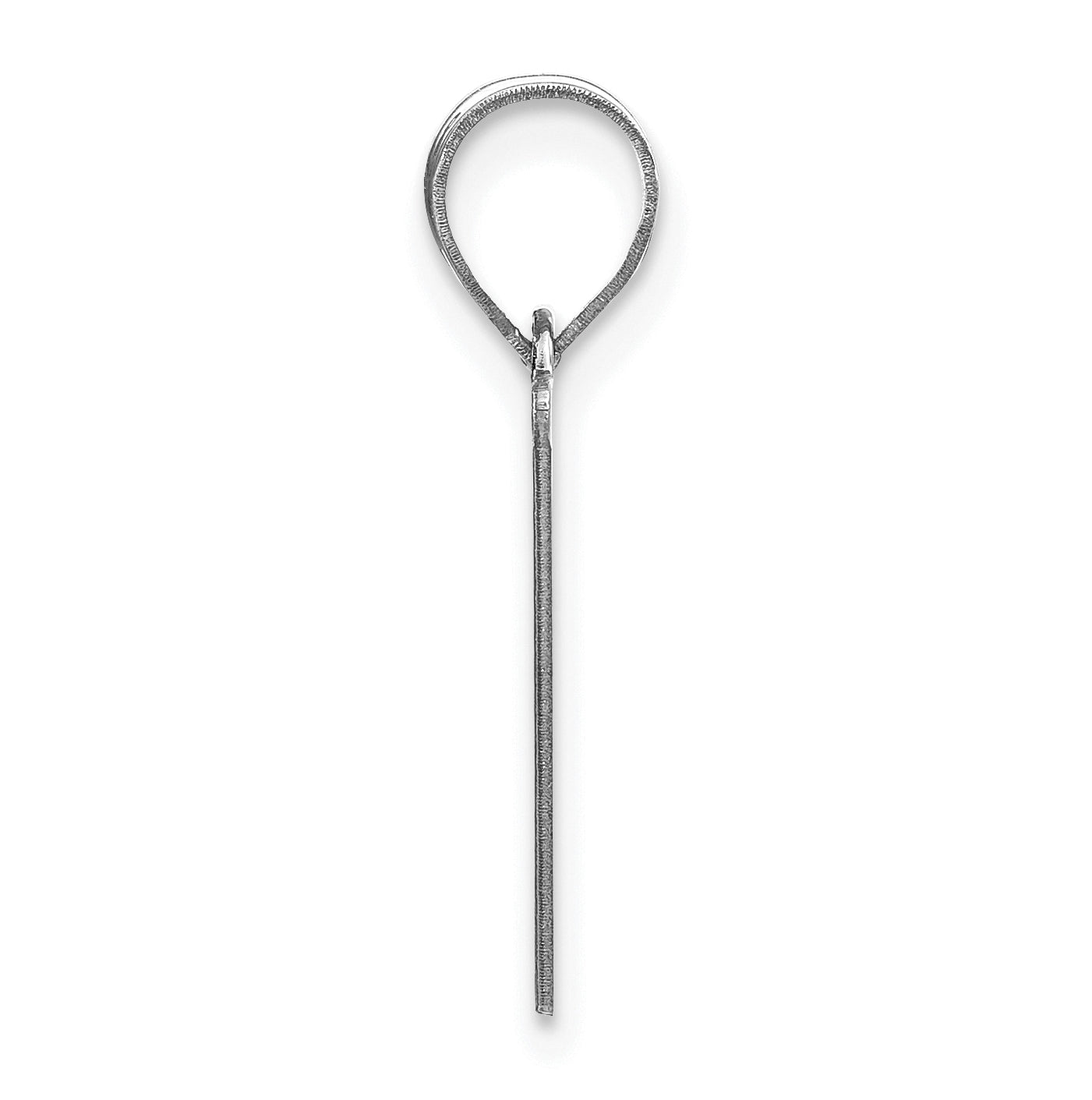 14K White Gold Polished Etched Letter V Initial Pendant