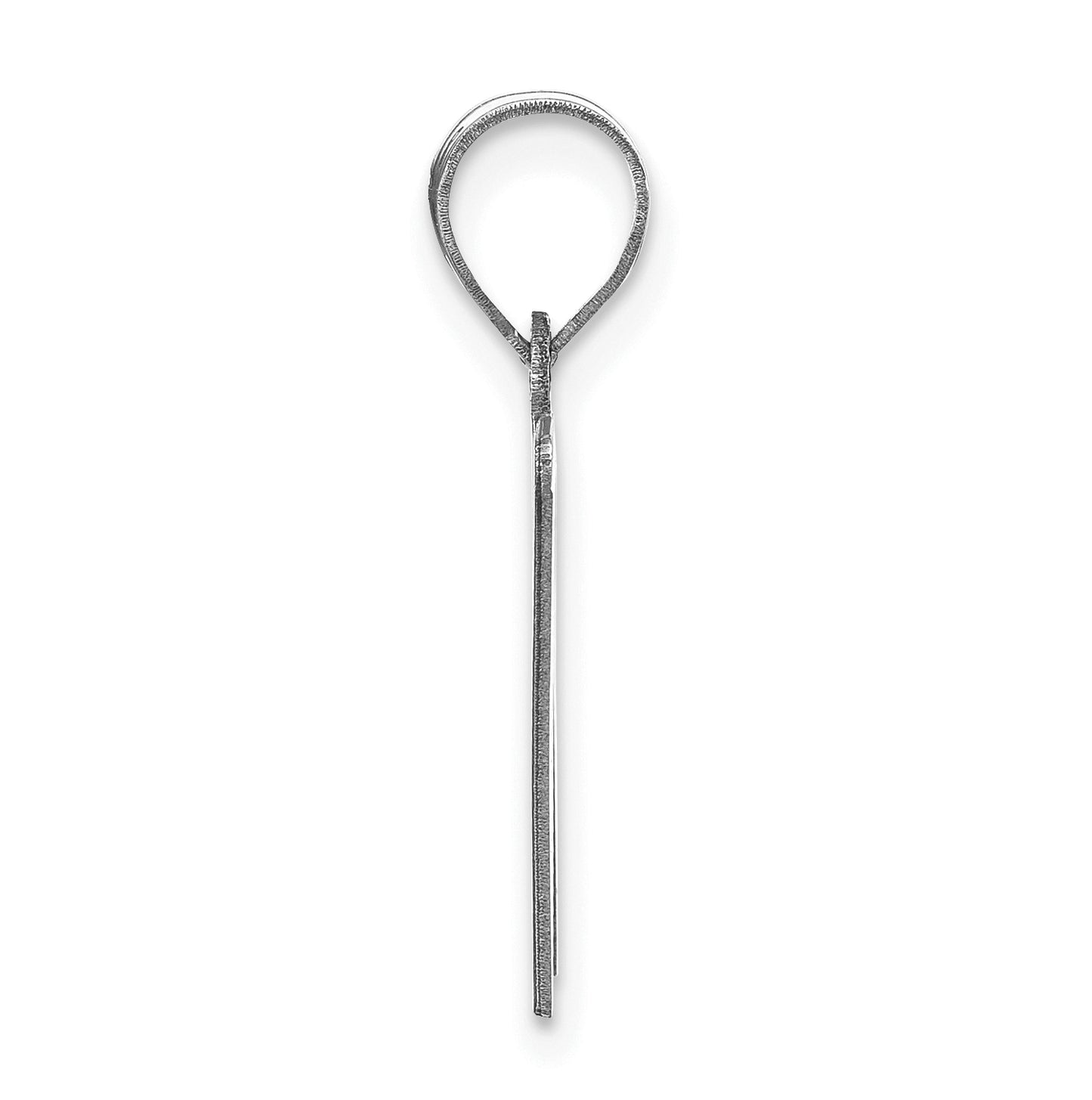 14K White Gold Polished Etched Letter W Initial Pendant