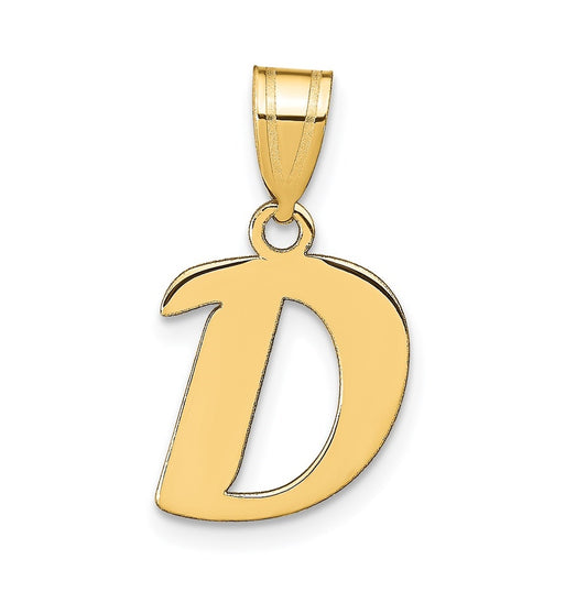 14K Yellow Gold Polished Script Letter D Initial Pendant