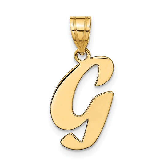 14K Yellow Gold Polished Script Letter G Initial Pendant
