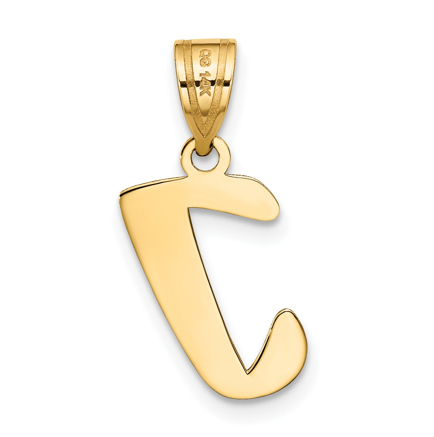 14K Yellow Gold Polished Script Letter I Initial Pendant