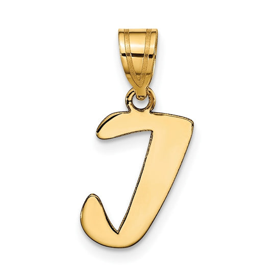 14K Yellow Gold Polished Script Letter I Initial Pendant