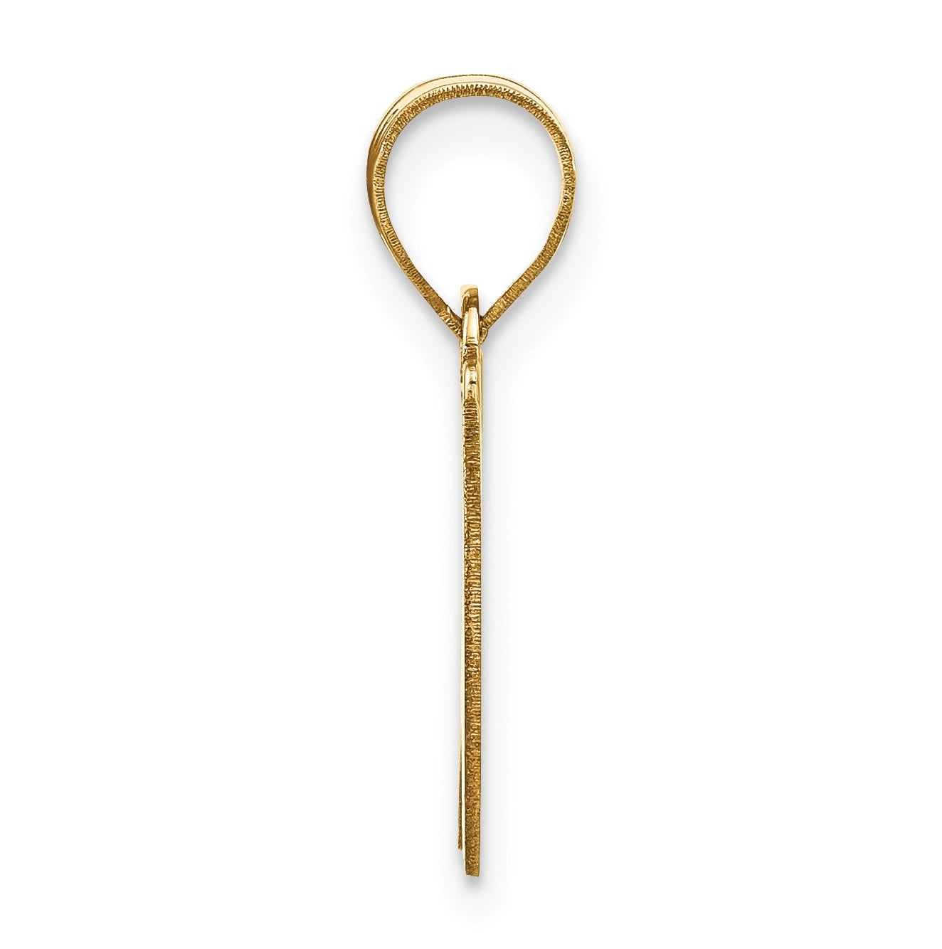 14K Yellow Gold Polished Script Letter W Initial Pendant