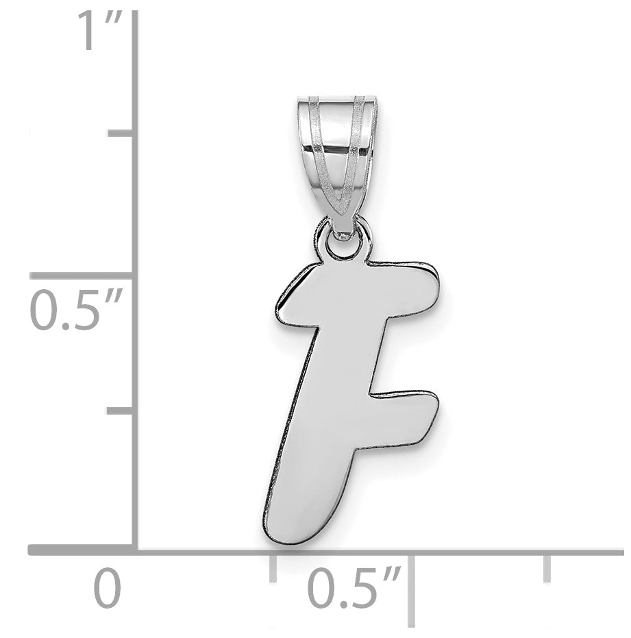 14K White Gold Polished Script Letter F Initial Pendant