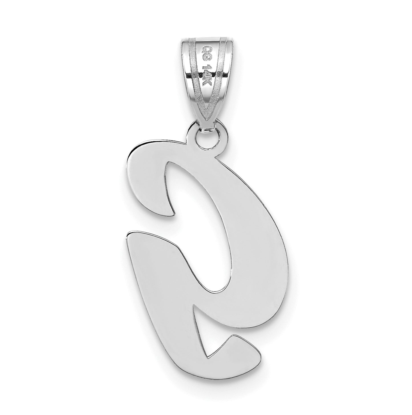 14K White Gold Polished Script Letter G Initial Pendant