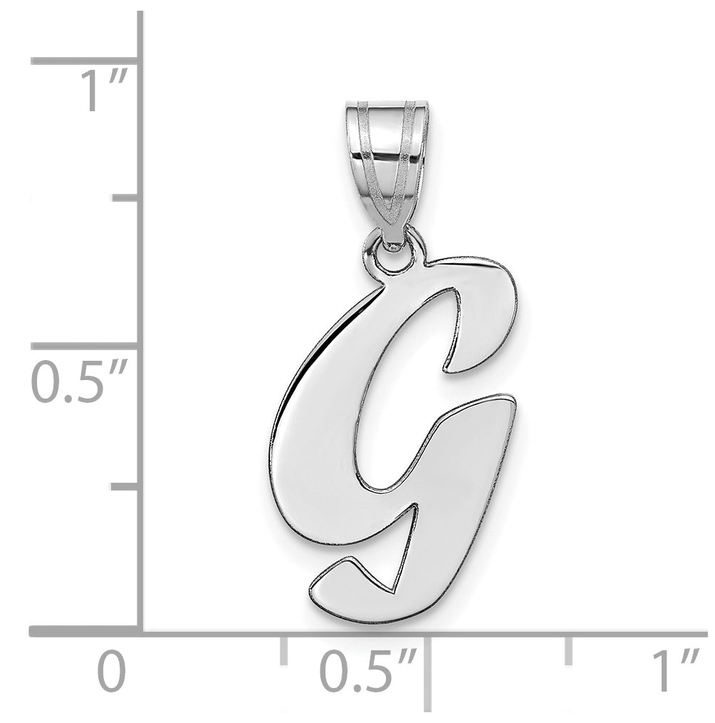 14K White Gold Polished Script Letter G Initial Pendant