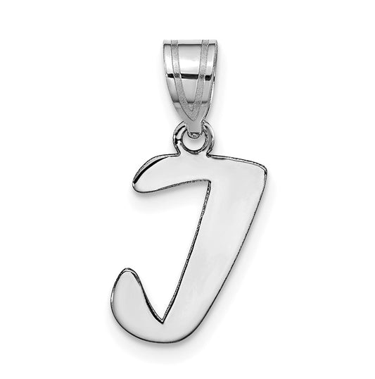 14K White Gold Polished Script Letter I Initial Pendant