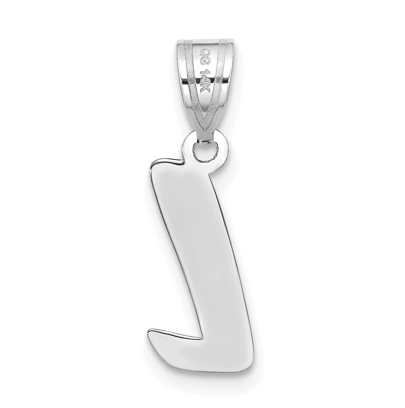 14K White Gold Polished Script Letter L Initial Pendant
