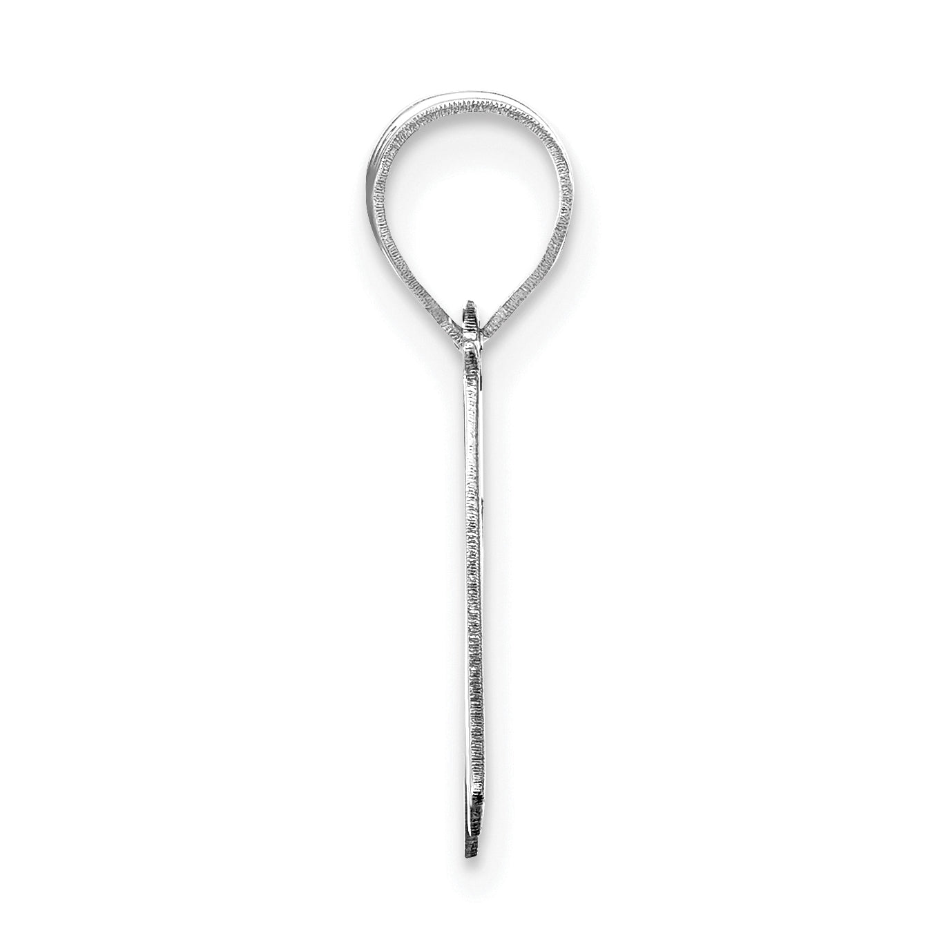 14K White Gold Polished Script Letter M Initial Pendant