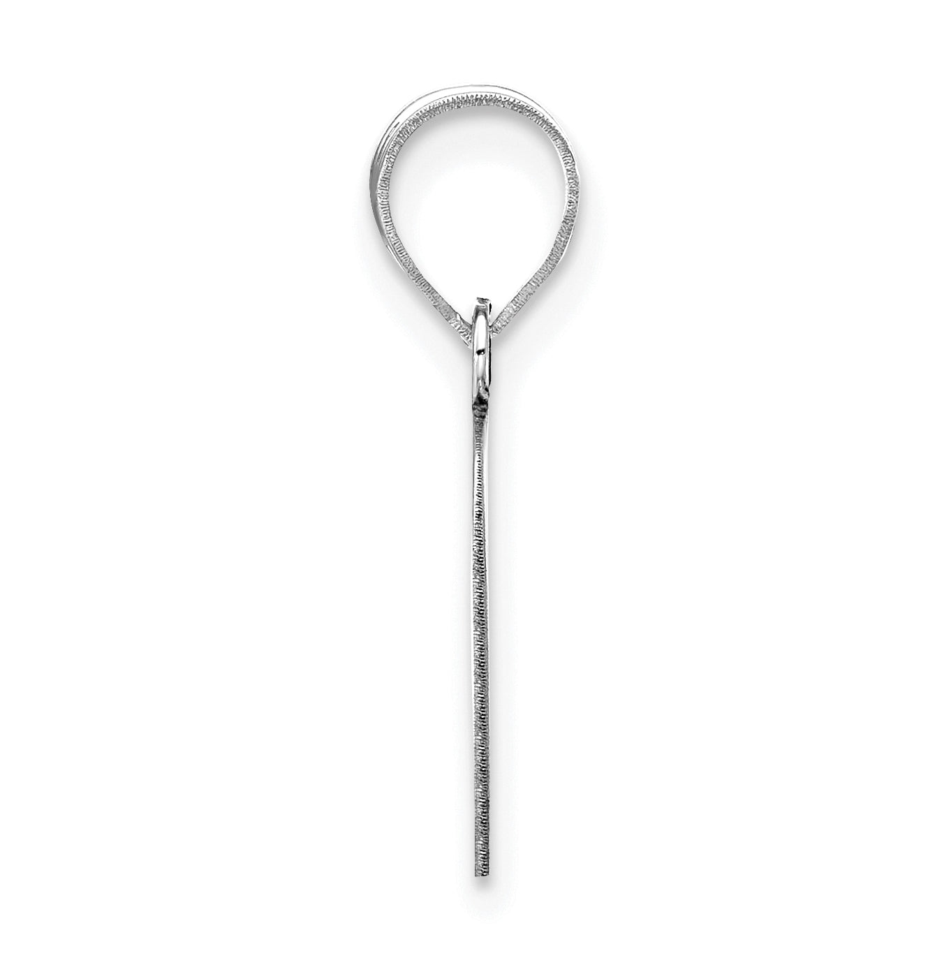 14K White Gold Polished Script Letter O Initial Pendant