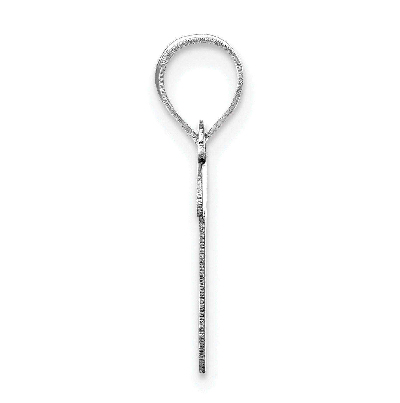 14K White Gold Polished Script Letter T Initial Pendant
