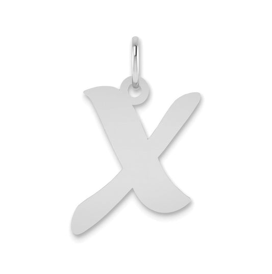14K White Gold Polished Script Letter X Initial Pendant