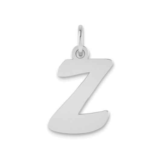 14K White Gold Polished Script Letter Z Initial Pendant