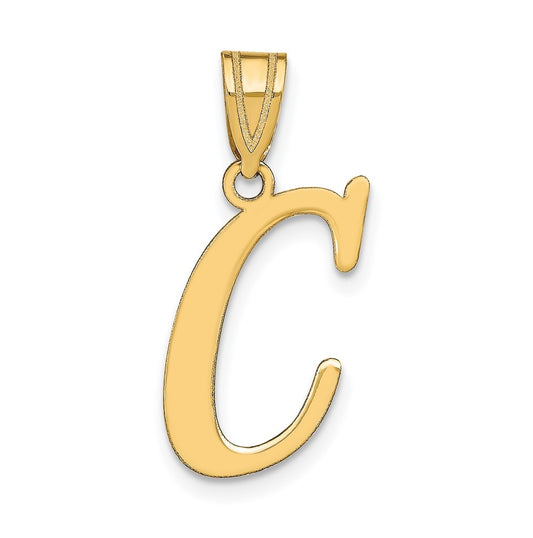 14K Yellow Gold Polished Letter C Initial Pendant