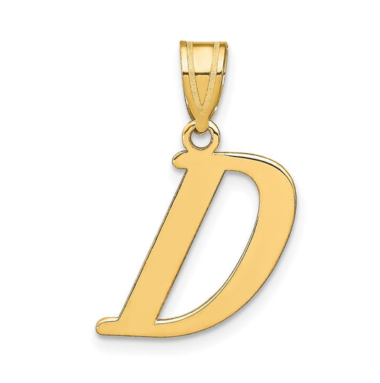 14K Yellow Gold Polished Letter D Initial Pendant
