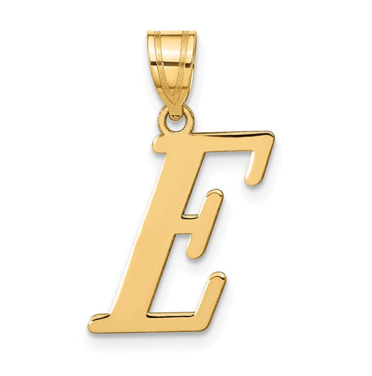 14K Yellow Gold Polished Letter E Initial Pendant