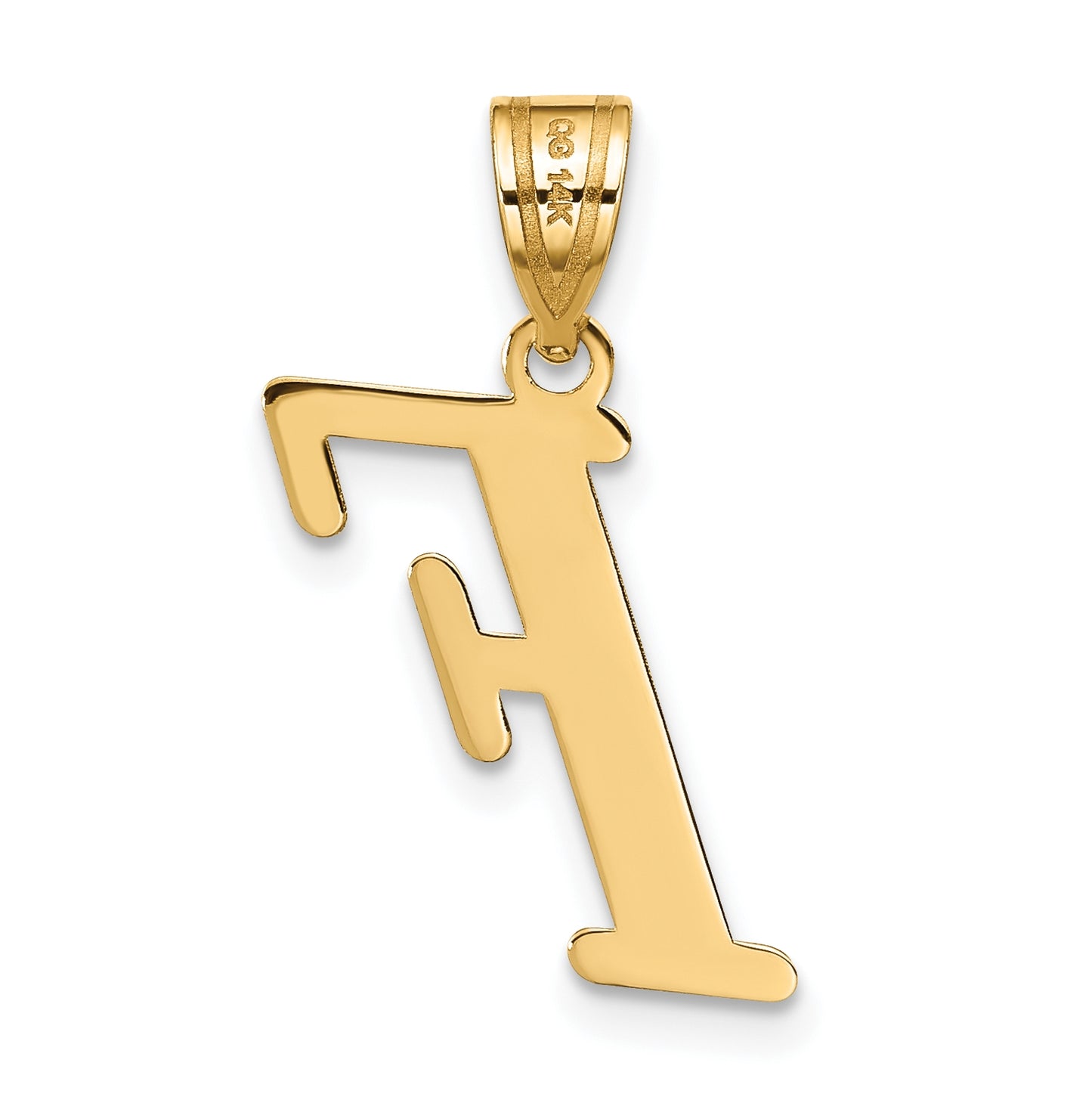 14K Yellow Gold Polished Letter F Initial Pendant