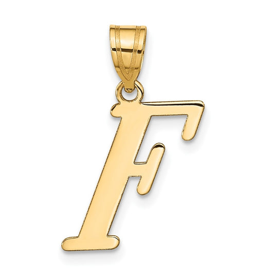 14K Yellow Gold Polished Letter F Initial Pendant