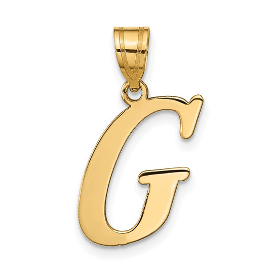 14K Yellow Gold Polished Letter G Initial Pendant