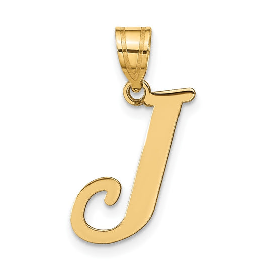 14K Yellow Gold Polished Letter J Initial Pendant