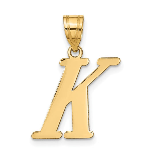 14K Yellow Gold Polished Letter K Initial Pendant