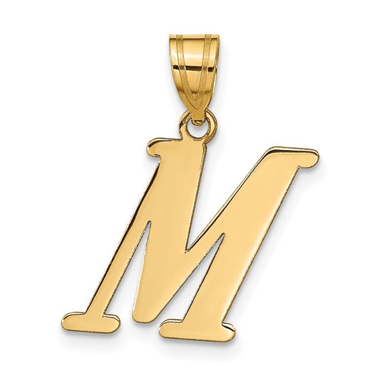 14K Yellow Gold Polished Letter M Initial Pendant