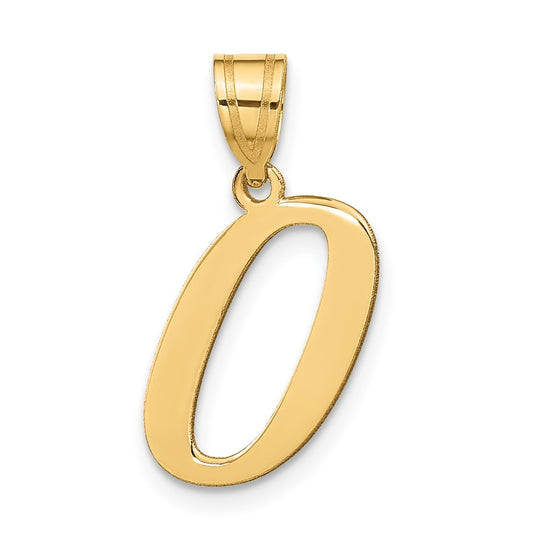 14K Yellow Gold Polished Letter O Initial Pendant