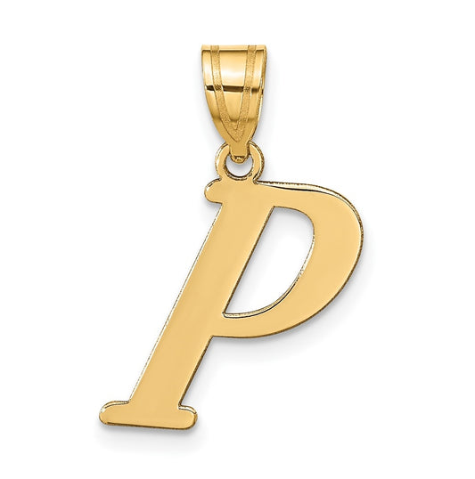 14K Yellow Gold Polished Letter P Initial Pendant