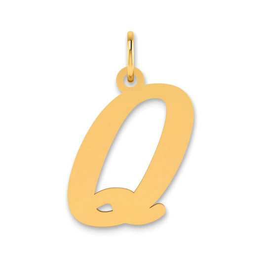 14K Yellow Gold Polished Letter Q Initial Pendant