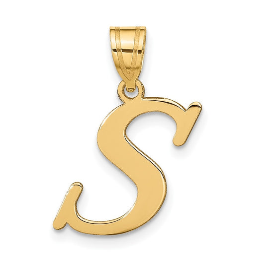 14K Yellow Gold Polished Letter S Initial Pendant
