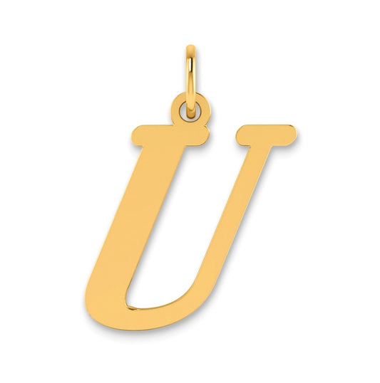 14K Yellow Gold Polished Letter U Initial Pendant