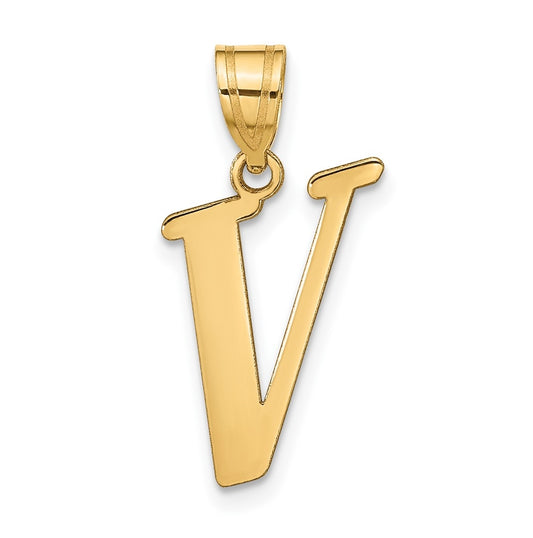 14K Yellow Gold Polished Letter V Initial Pendant