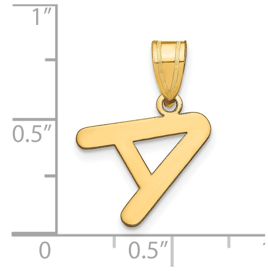 14K Yellow Gold Polished Bubble Letter A Initial Pendant