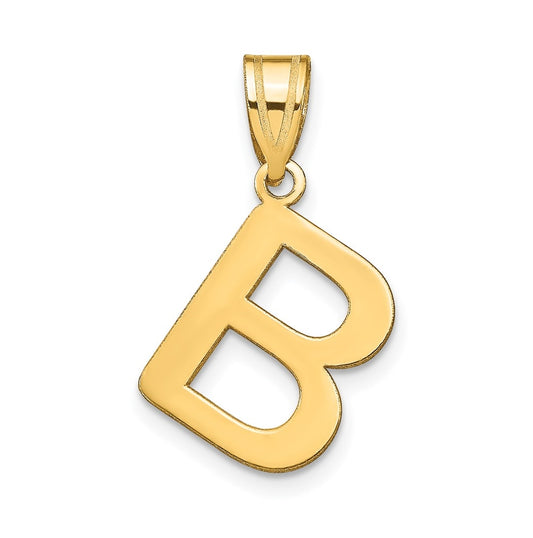 14K Yellow Gold Polished Bubble Letter B Initial Pendant