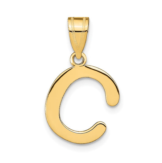 14K Yellow Gold Polished Bubble Letter C Initial Pendant