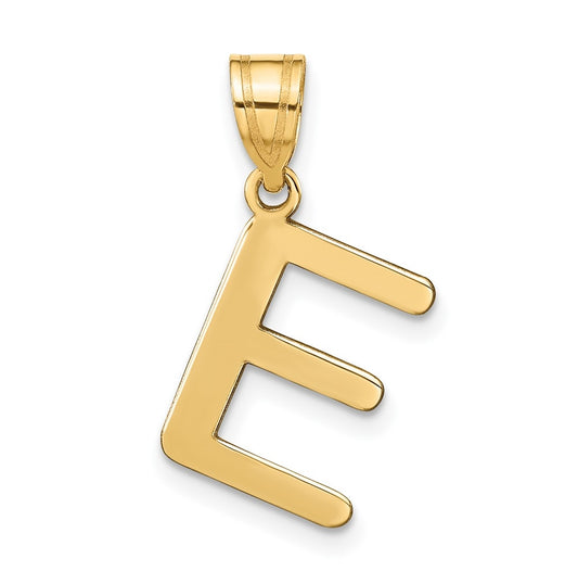 14K Yellow Gold Polished Bubble Letter E Initial Pendant