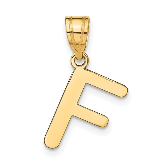14K Yellow Gold Polished Bubble Letter F Initial Pendant