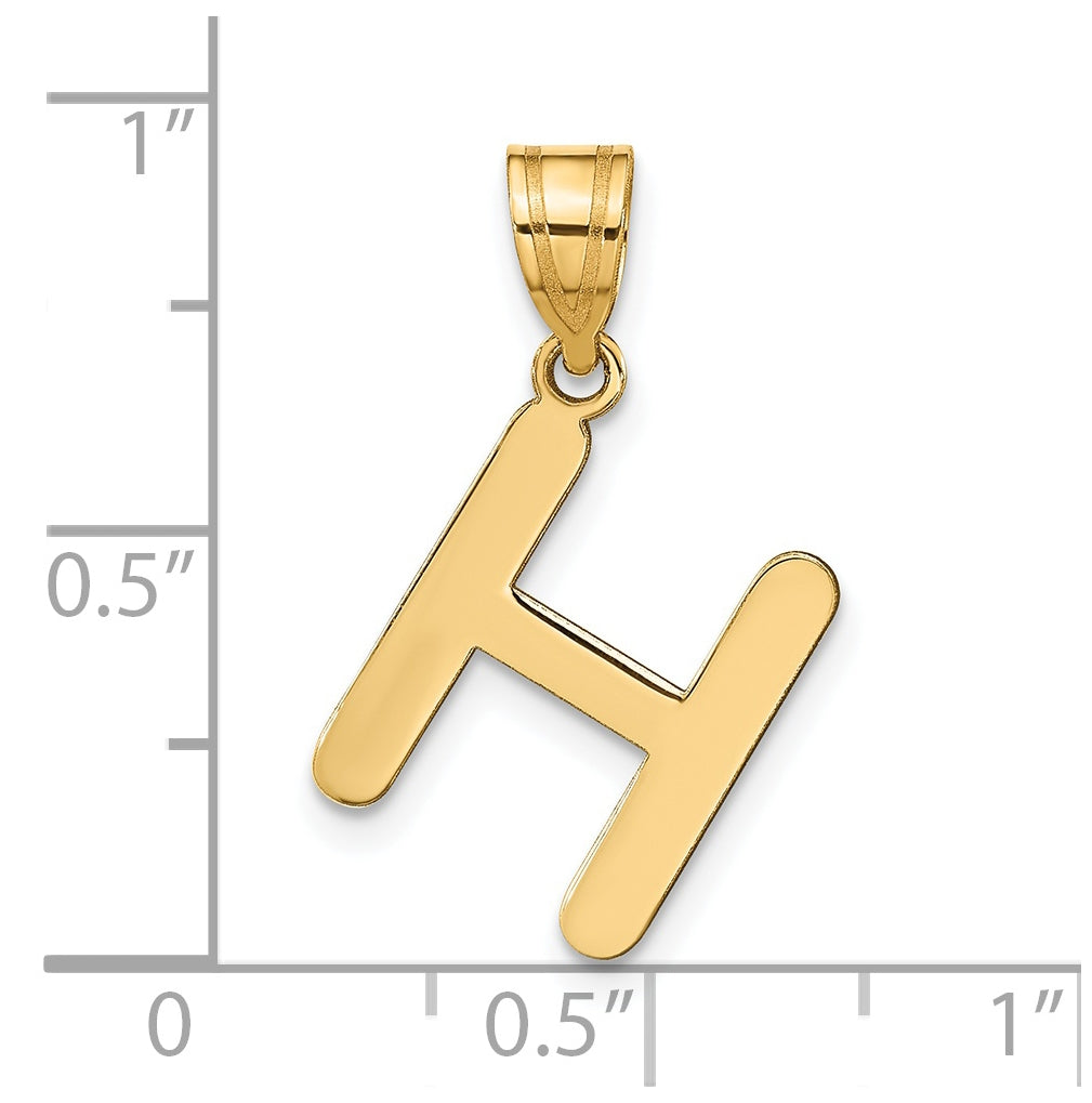 14K Yellow Gold Polished Bubble Letter H Initial Pendant
