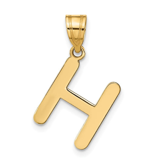 14K Yellow Gold Polished Bubble Letter H Initial Pendant