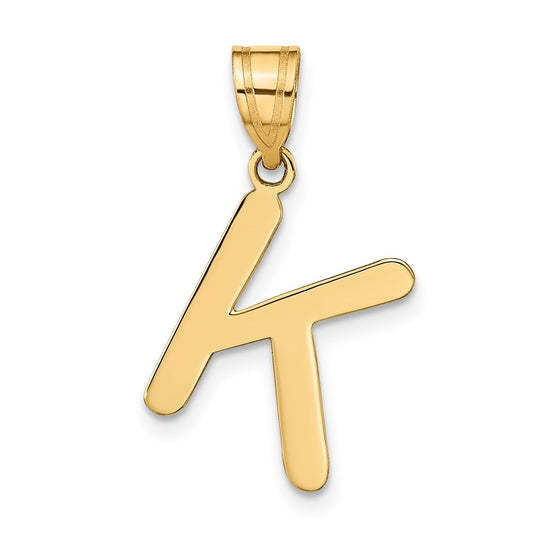 14K Yellow Gold Polished Bubble Letter K Initial Pendant
