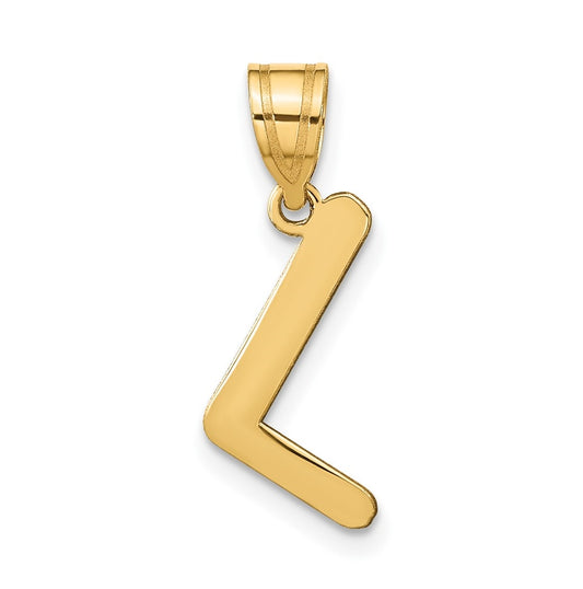 14K Yellow Gold Polished Bubble Letter L Initial Pendant
