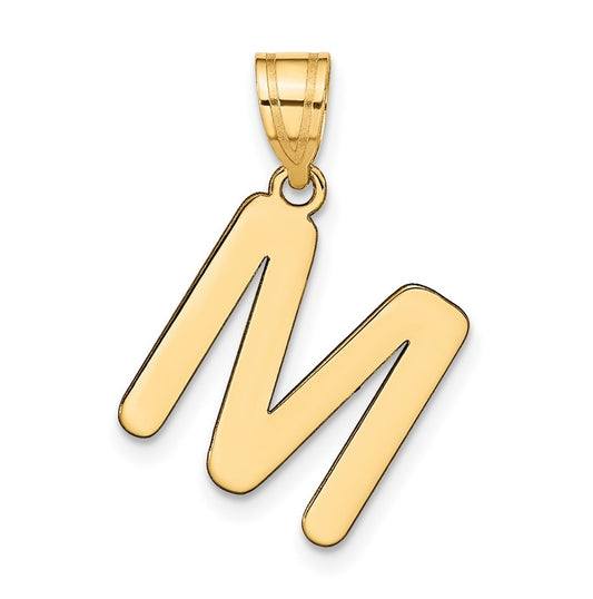 14K Yellow Gold Polished Bubble Letter M Initial Pendant