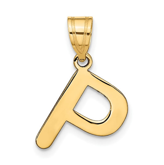 14K Yellow Gold Polished Bubble Letter P Initial Pendant