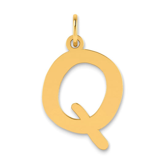 14K Yellow Gold Polished Bubble Letter Q Initial Pendant