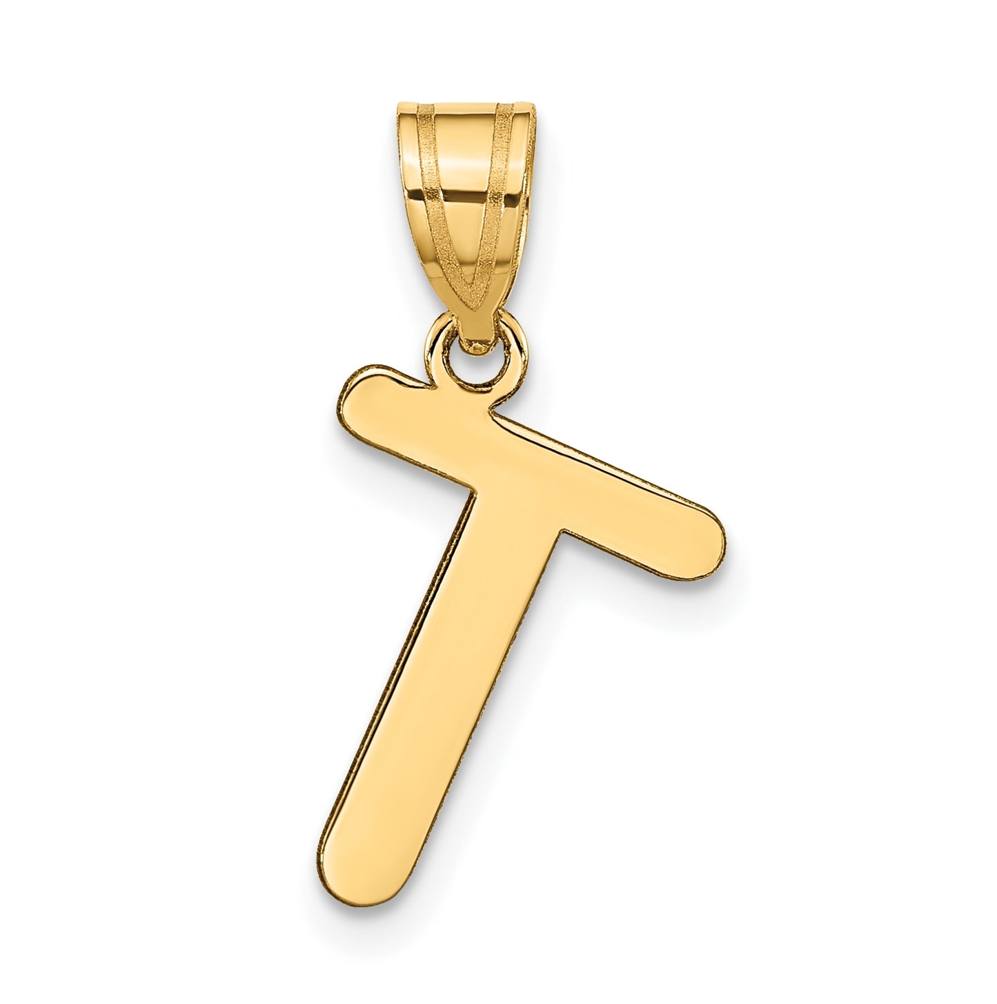 14K Yellow Gold Polished Bubble Letter T Initial Pendant