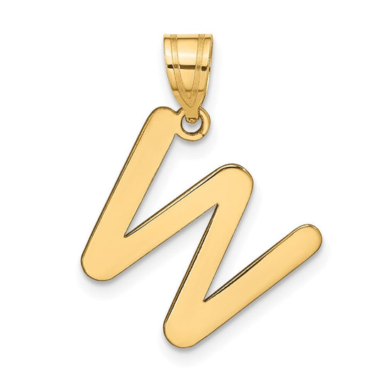 14K Yellow Gold Polished Bubble Letter W Initial Pendant