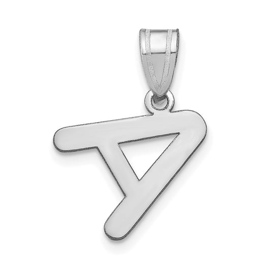 14K White Gold Polished Bubble Letter A Initial Pendant